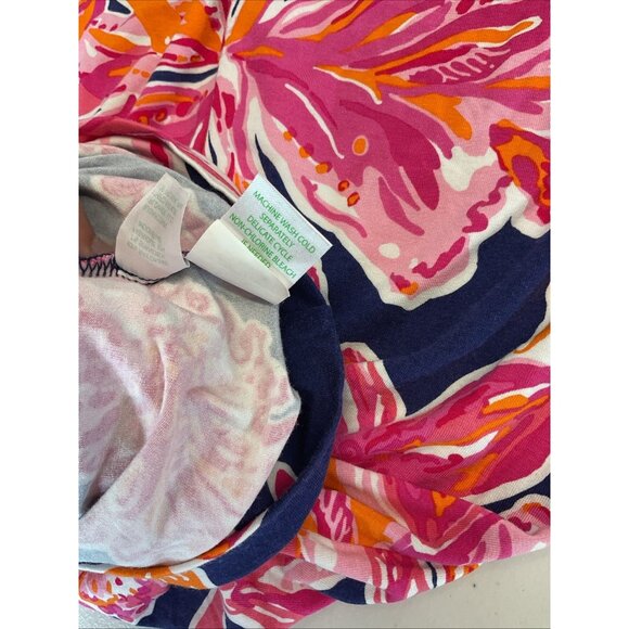 Lilly Pulitzer Sophie Dress Navy Bright Pink Floral UPF 50 Beach Casual‎ - Picture 7 of 10